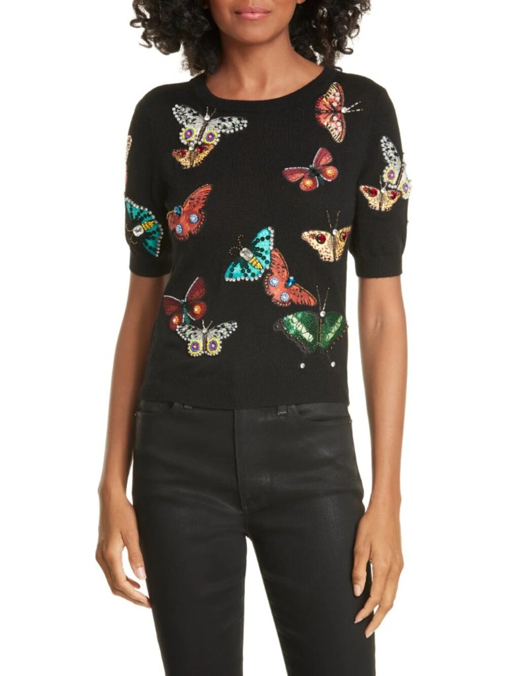 NWT Alice + Olivia Ciara Butterfly Embroidered Sweater Medium M - Picture 8 of 14
